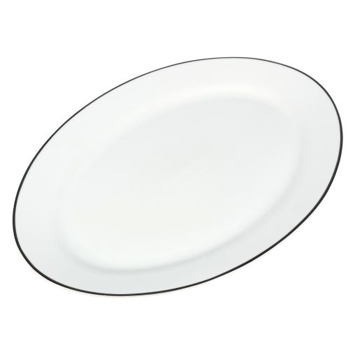 Assiette ovale BASIC FILET NOIR 350x240mm Porcelaine Blanc et Noir - Fine2Dine - Henri Julien