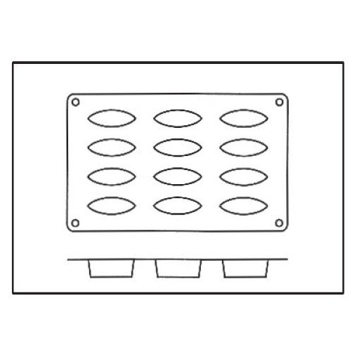 Moule 12 Barquettes Ovales silicone - Henri Julien