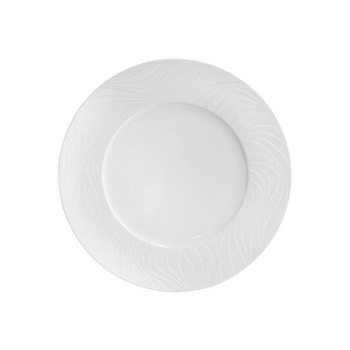 Assiette plate Ø250mm WAVES aile relief Porcelaine Blanc - Henri Julien