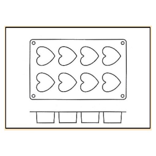 Moule 8 mini Coeurs silicone - Henri Julien