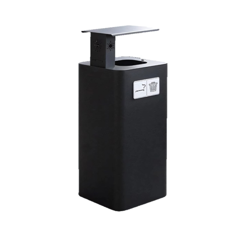 Poubelle + cendrier LINEA PURE Noir - Henri Julien