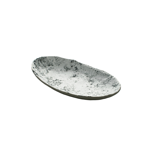 Assiette Mélamine STONE Ovale Marbre Blanc 230x140 - Henri Julien