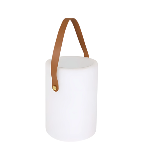 Lampe de table Led Cylindrique avec Anse en Cuir - Henri Julien
