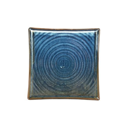 Assiette plate carrée LINE 205x205mm Porcelaine Blue - Henri Julien