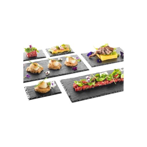 10 Assiettes effet ardoise 300x158mm Plastique - Henri Julien