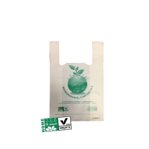 1000 Sacs bretelles biodégradable 260mm + 120mm x 450mm Blanc - Henri Julien