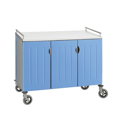 Chariot inox 6 portes 3 compartiments GN1/1 Bleu - Henri Julien