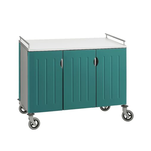 Chariot inox 6 portes 3 compartiments GN1/1 Bleu canard - Henri Julien
