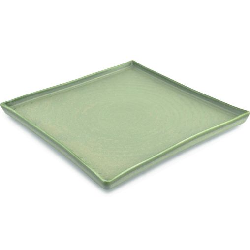 Assiette plate carrée LINE 270x270mm Porcelaine Green - Henri Julien