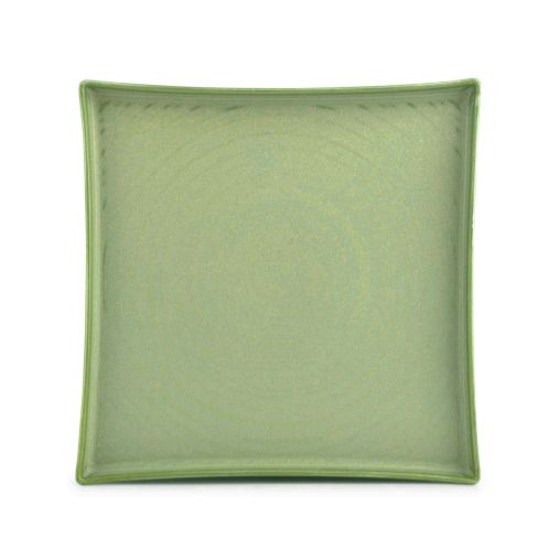 Assiette plate carrée LINE 270x270mm Porcelaine Green - Henri Julien