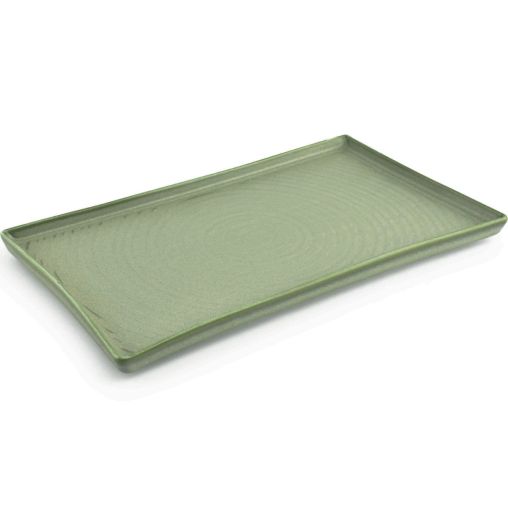 Assiette plate rectangulaire LINE 330x200mm Porcelaine Green - Henri Julien