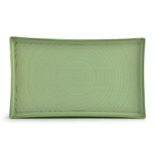 Assiette plate rectangulaire LINE 330x200mm Porcelaine Green - Henri Julien