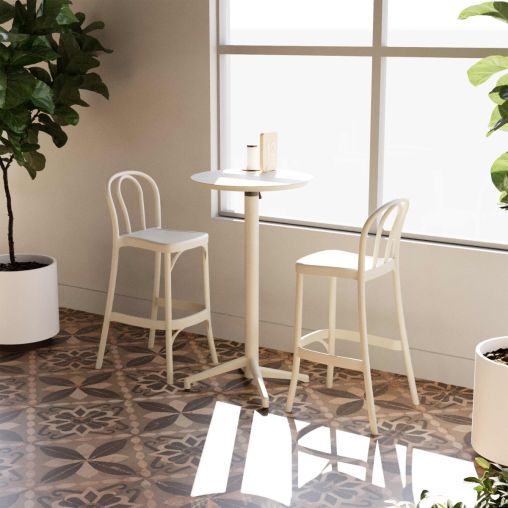 Mange debout rabattable RIVIERA Polypropylène et aluminium Ø60xh110cm Beige - Henri Julien