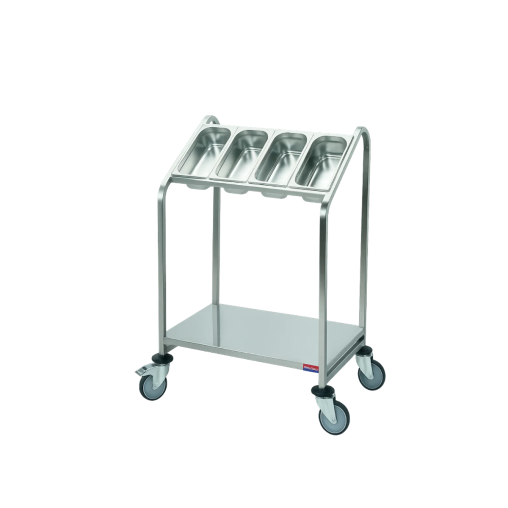 Chariot inox Self pour Couverts et Plateaux + 4 bacs GN1/3 - Pujadas - Henri Julien