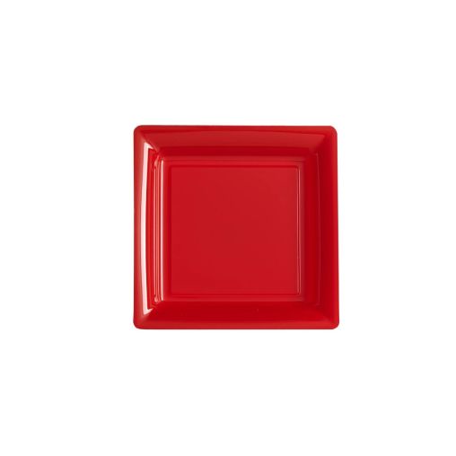 12 Assiettes Carrée Lunch 18x18 Rouge - Henri Julien