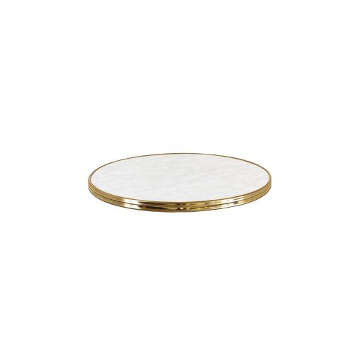 Plateau de table cerclé laiton WERZALIT Ø60cm Marbre de Carrare - Henri Julien