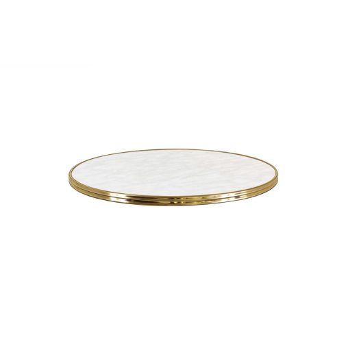 Plateau de table cerclé laiton WERZALIT Ø70cm Marbre de Carrare - Henri Julien