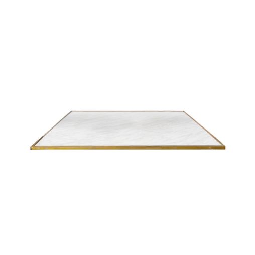 Plateau de table cerclé laiton WERZALIT 70x70cm Marbre de Carrare - Henri Julien