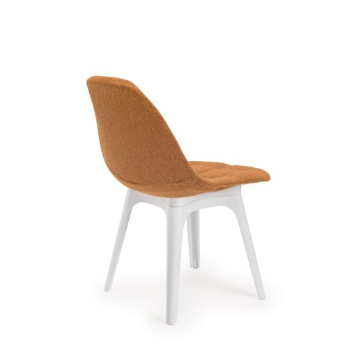 Chaise EOS Coque Polypropylène et Tissu Orange Piètement Epoxy Blanc 45x43xh78cm - Henri Julien