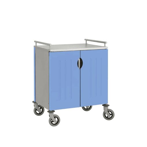 Chariot inox 4 portes 2 compartiments GN1/1 Bleu - Henri Julien