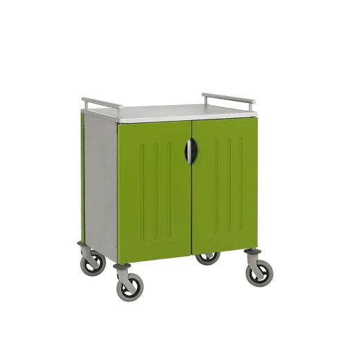 Chariot inox 4 portes 2 compartiments GN1/1 Vert olive - Henri Julien