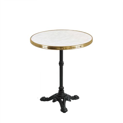 Plateau de table cerclé laiton WERZALIT Ø60cm Marbre de Carrare - Henri Julien