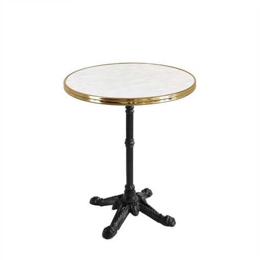 Plateau de table cerclé laiton WERZALIT Ø60cm Marbre de Carrare - Henri Julien