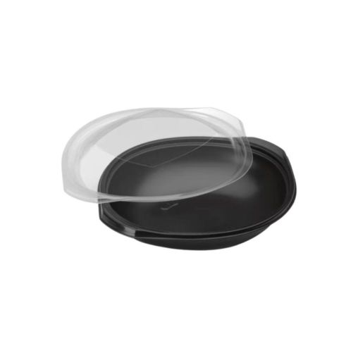 25 Assiettes avec couvercle WOKIPACK 500cc Ø170xh41mm PP Noir - Henri Julien