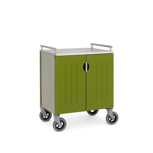 Chariot inox 4 portes 2 compartiments GN1/1 Vert olive - Henri Julien