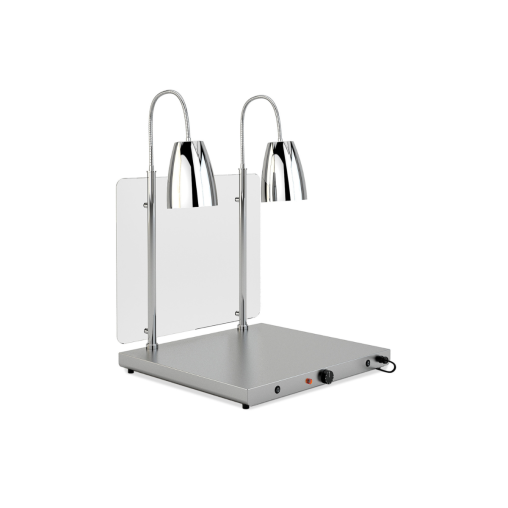 Plaque chauffante Inox GN 2/1 - 2 lampes infrarouges avec tube flexible et écran de protection Plexyglass® - Henri Julien