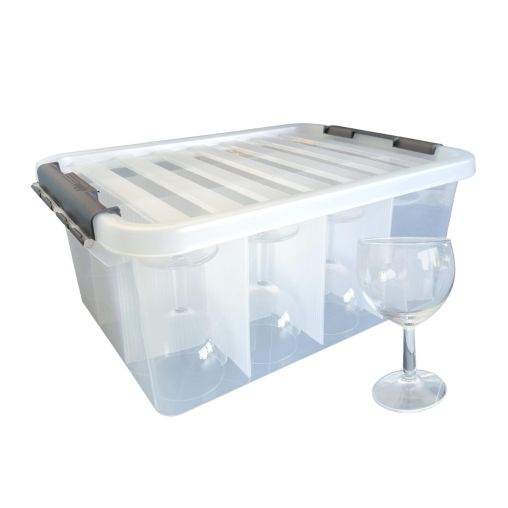 Boîte de rangement 12 cases CLIP'BOX 400x290x180mm Polypropylène + 12 Verres BALLON 19cl - Henri Julien