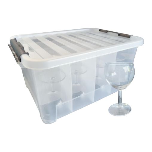 Boîte de rangement 12 cases CLIP'BOX 440x310x230mm Polypropylène + 12 Verres BALLON 25cl - Henri Julien