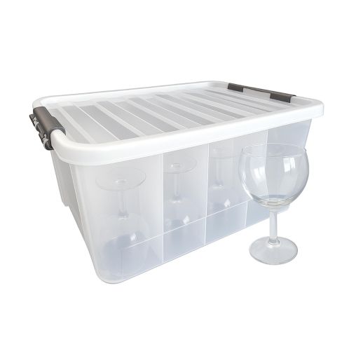 Boîte de rangement 12 cases CLIP'BOX 440x310x230mm Polypropylène + 12 Verres BALLON 25cl - Henri Julien