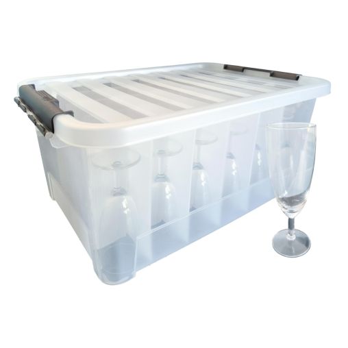 Boîte de rangement 24 cases CLIP'BOX 440x310x230mm Polypropylène + 24 Flûtes BALLON 15cl - Henri Julien
