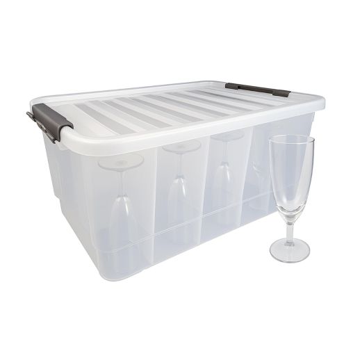 Boîte de rangement 24 cases CLIP'BOX 440x310x230mm Polypropylène + 24 Flûtes BALLON 15cl - Henri Julien