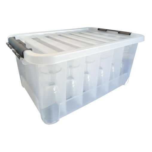 Boîte de rangement 24 cases CLIP'BOX 440x310x230mm Polypropylène + 24 Flûtes BALLON 15cl - Henri Julien