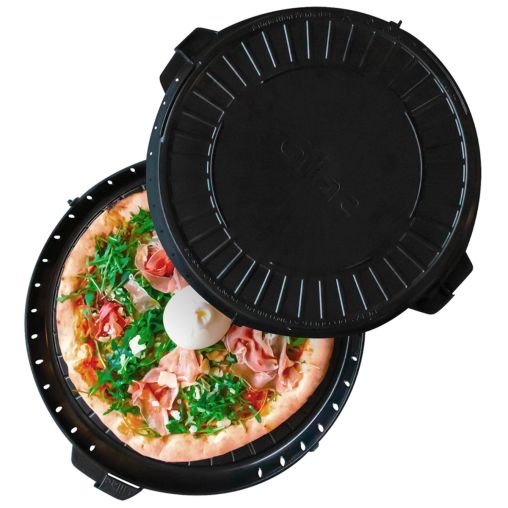 Boîte à pizza réutilisable Ø395xh50mm Plastique alimentaire Noir - Henri Julien