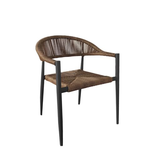 Fauteuil TEDDY Aluminium Anthracite Corde tressée Naturel - Henri Julien