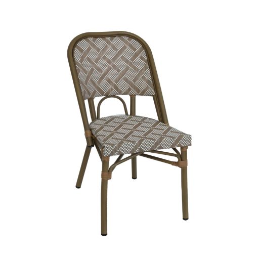 Chaise GARRET Aluminium aspect Rotin et Textilène 47,5x53xh85,5cm Beige et blanc - Henri Julien