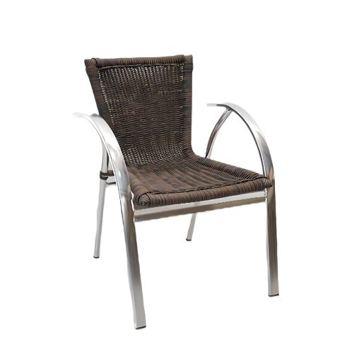 Fauteuil OZOC Aluminium anodisé et Tressé Marron - Henri Julien