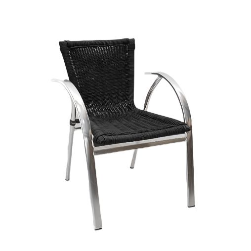 Fauteuil OZOC Aluminium anodisé et Tressé Noir - Henri Julien