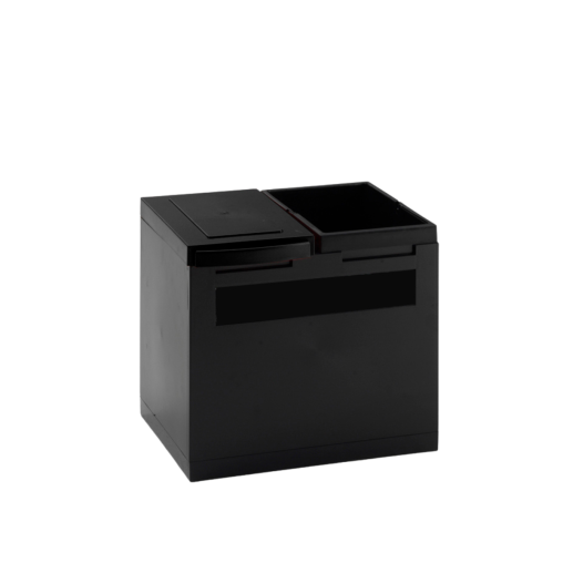 Poubelle tri sélectif design 2 flux 18L – plastique ABS noir avec seau, couvercle et sacs inclus - Henri Julien
