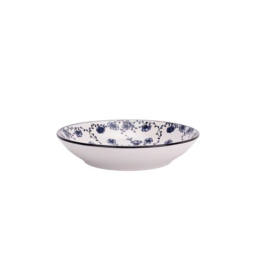 Assiette creuse FLORE Ø210xh50mm Porcelaine Blanc et bleu - Henri Julien