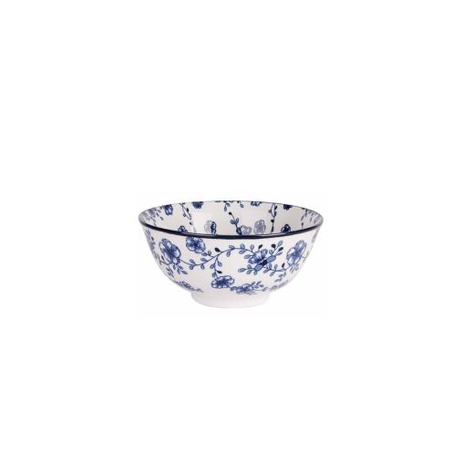 Bol FLORE Ø150xh80mm 60cl Porcelaine Blanc et bleu - Henri Julien