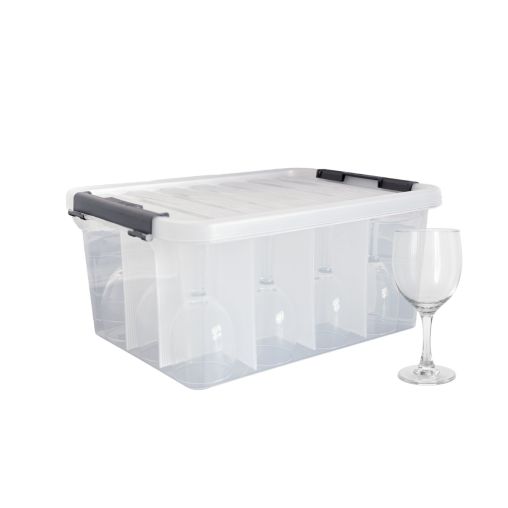 Boîte de rangement 12 cases CLIP'BOX 400x290x180mm Polypropylène + 12 Verres GODELLO 19cl - Henri Julien
