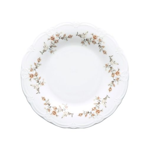 Assiette plate RETRO BROWN FLOWER Ø275mm Porcelaine Blanc - Henri Julien