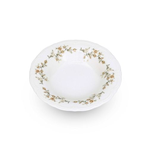 Assiette creuse RETRO BROWN FLOWER Ø235xh39mm Porcelaine Blanc - Henri Julien