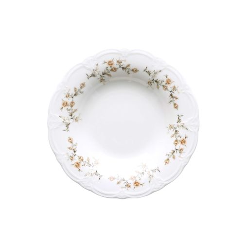 Assiette creuse RETRO BROWN FLOWER Ø235xh39mm Porcelaine Blanc - Henri Julien