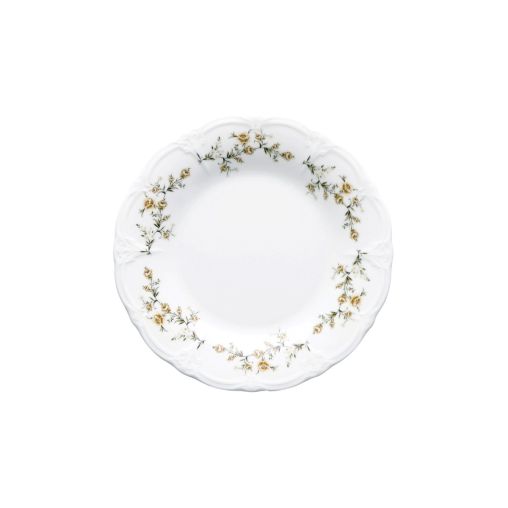 Assiette plate RETRO BROWN FLOWER Ø205mm Porcelaine Blanc - Henri Julien