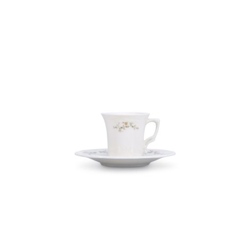 Tasse à café RETRO BROWN FLOWER 11cl Ø68xh65mm Porcelaine Blanc - Henri Julien